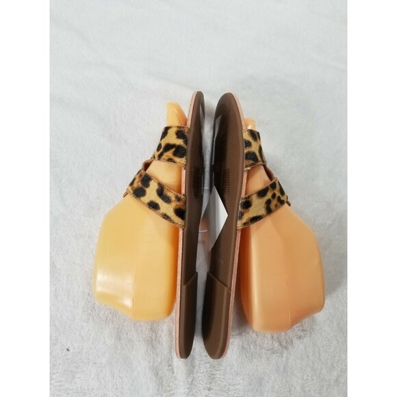J CREW Women's Size 7 M calf hair slide sandals Animal Print - Picture 6 of 7